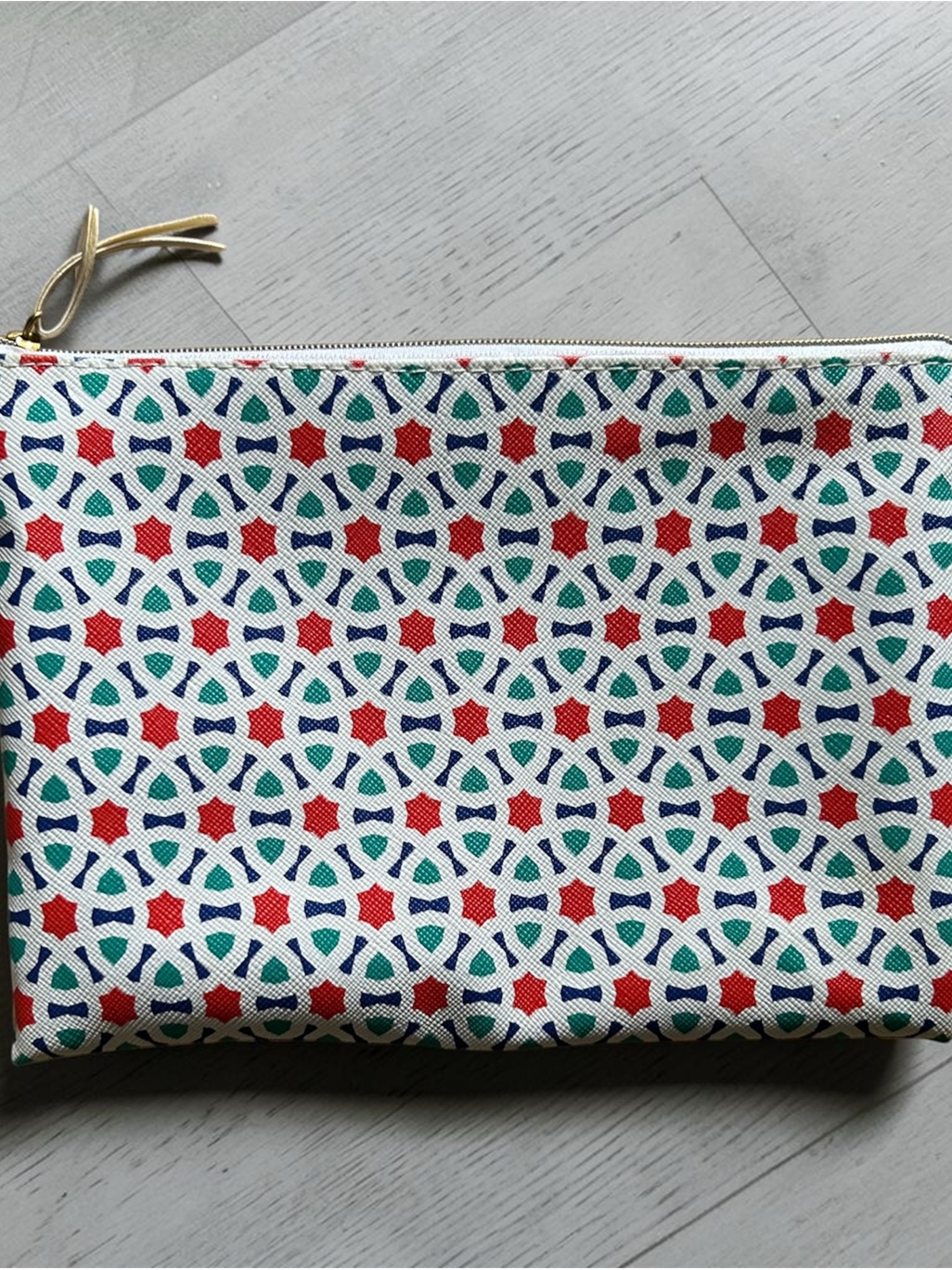 Turkish Airlines Patterned Zip Pouch Clutch In Red, Blue & Green